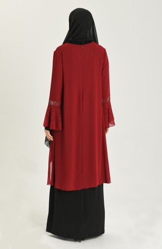 Weinrot Hijab-Abendkleider 3278-07