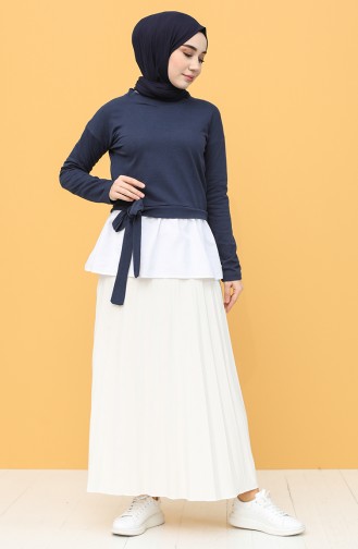 Light Navy Blue Blouse 3239-08