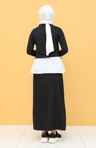 Garnili Bluz 3239-05 Siyah Beyaz