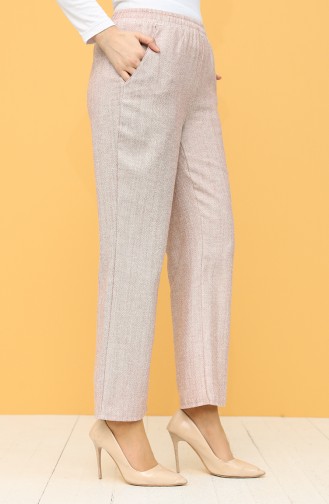 Elastic waist Trousers with Pockets 5177pnt-01 Ecru Tile 5177PNT-01