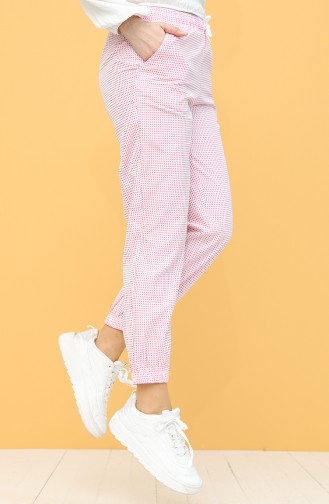 Beli Lastikli Jogger Pantolon 5181PNT-03 Ekru Pembe