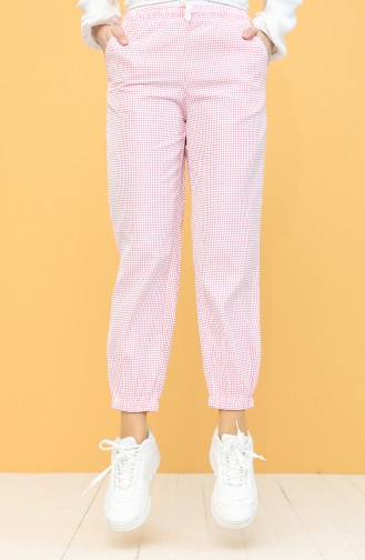 Beli Lastikli Jogger Pantolon 5181PNT-03 Ekru Pembe