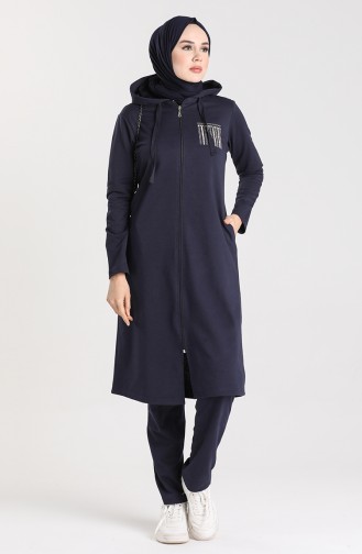 Hooded Tracksuit 7032-02 Navy Blue 7032-02