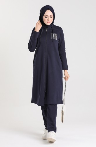 Hooded Tracksuit 7032-02 Navy Blue 7032-02