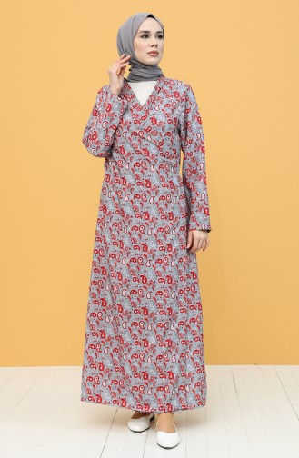 Yandan Bağlamalı Desenli Namaz Elbisesi 1002C-01 Gri