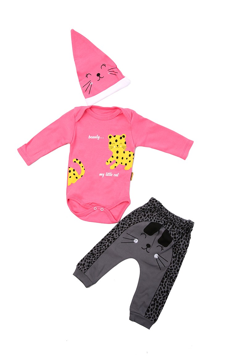 Bebek Kedi Baskılı Takım 12700 Pembe Sefamerve