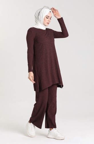 Ribbed Tunic Trousers Double Suit 5350-02 Purple 5350-02