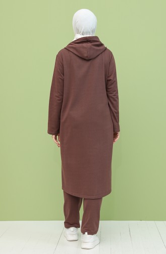 Plus Size Hooded Tracksuit 4000-04 Brown 4000-04
