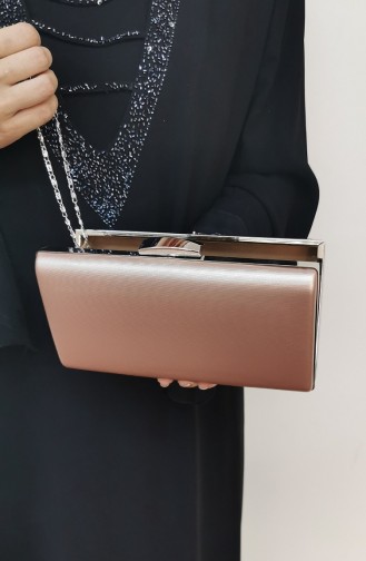 Bayan Abiye Clutch Portföy Kumaş Çanta 273109-206 Pudra