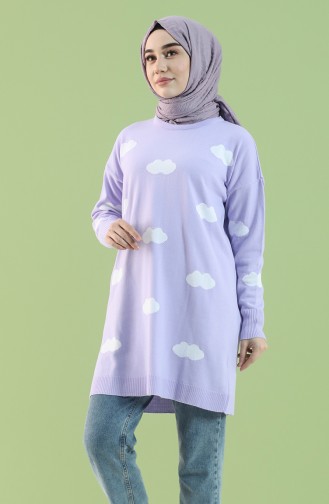 Triko Desenli Tunik 4276-03 Lila