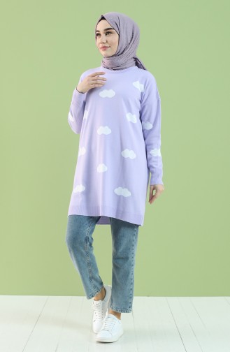 Triko Desenli Tunik 4276-03 Lila