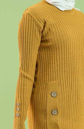 Knitwear Button Detailed Tunic 55225-07 Mustard 55225-07