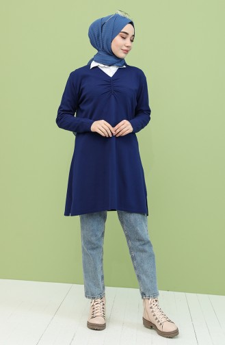 Knitwear Tunic with Gathered Front 55234-01 Saxe Blue 55234-01