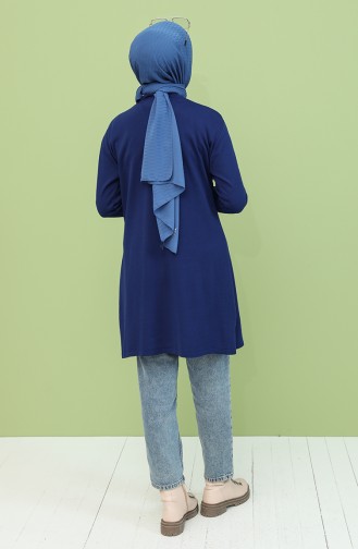 Triko Önü Büzgülü Tunik 55234-01 Saks