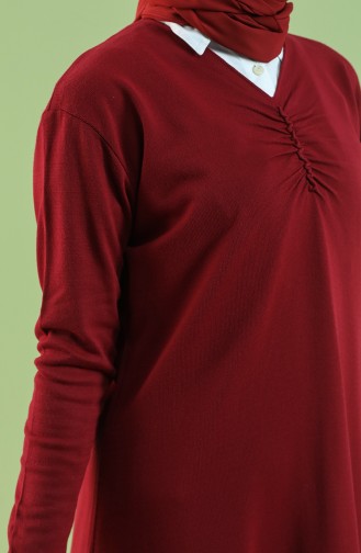 Knitwear Tunic with Gathered Front 55234-02 Claret Red 55234-02