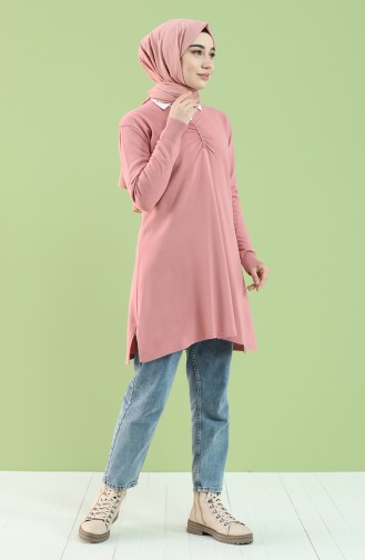 Knitwear Tunic with Gathered Front 55234-06 Dried Rose 55234-06