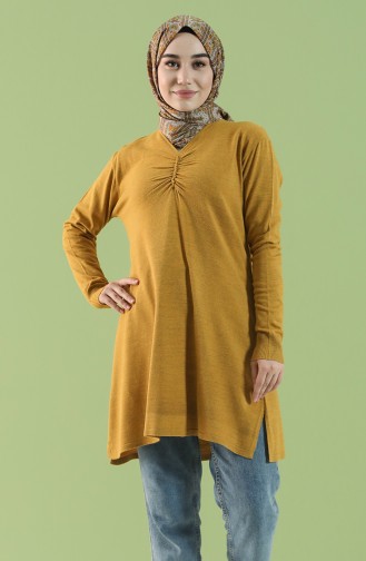 Knitwear Tunic with Gathered Front 55234-08 Mustard 55234-08