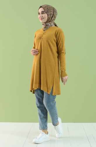 Knitwear Tunic with Gathered Front 55234-08 Mustard 55234-08