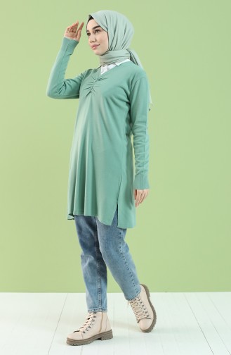 Knitwear Tunic with Gathered Front 55234-09 Sea Green 55234-09