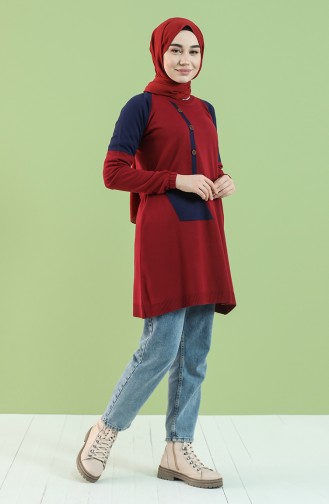 Knitwear Elastic Sleeve Tunic 55236-02 Burgundy 55236-02