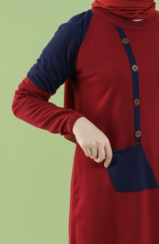 Knitwear Elastic Sleeve Tunic 55236-02 Burgundy 55236-02