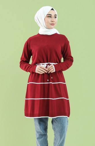 Knitwear Gathered waist Tunic 55239-03 Burgundy 55239-03