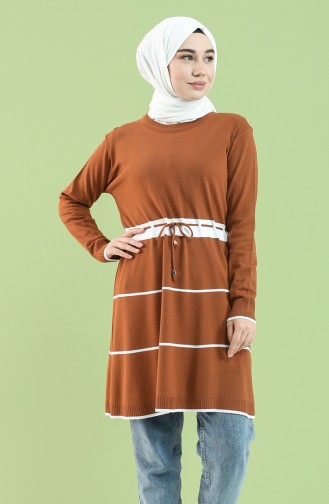 Knitwear Gathered Waist Tunic 55239-04 Tobacco 55239-04