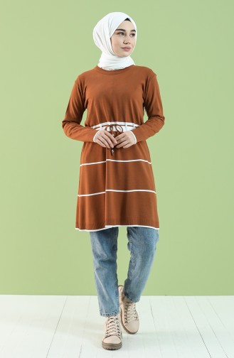 Knitwear Gathered Waist Tunic 55239-04 Tobacco 55239-04