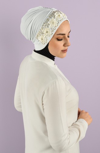 Taşlı Kurdele Bone 9019-06 Kırık Beyaz