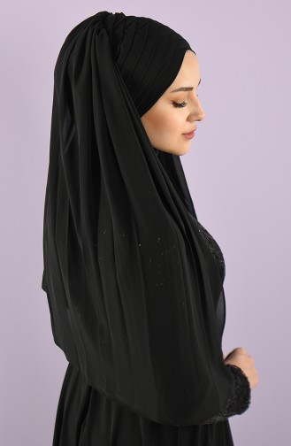 Önden Yedi Drape Büzgülü Duvak 006-02 Siyah