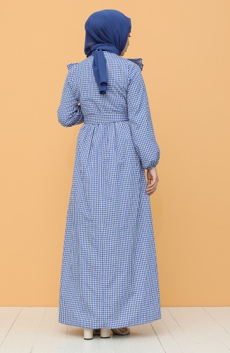 Saks-Blau Hijab Kleider 4350-02