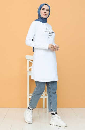 Printed Tunic 6008-02 White 6008-02