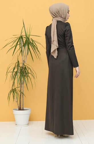 Brown Hijab Evening Dress 3244-04