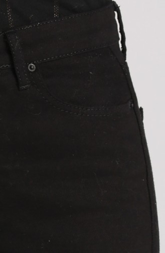 Düğmeli Kot Pantolon 4587-01 Siyah