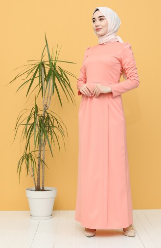 Lachsrosa Hijab-Abendkleider 3244-02
