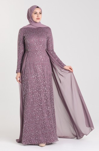 Dusty Rose Hijab Evening Dress 4855-01