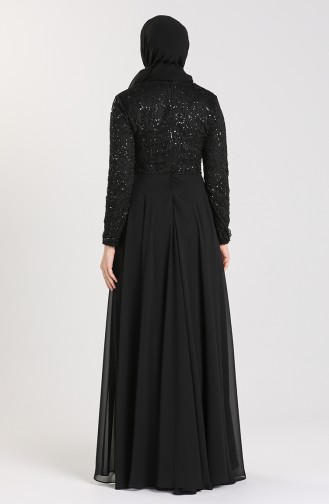 Black Hijab Evening Dress 4855-04