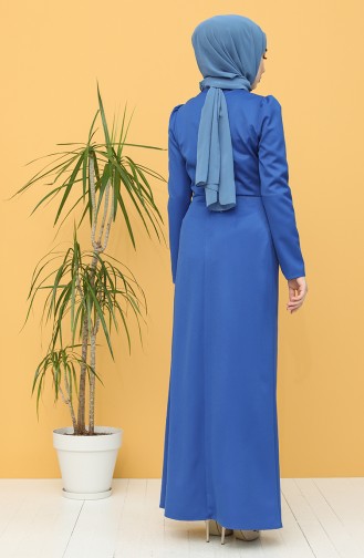 Saks-Blau Hijab-Abendkleider 3244-03