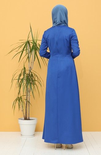 Saks-Blau Hijab Kleider 3246-01