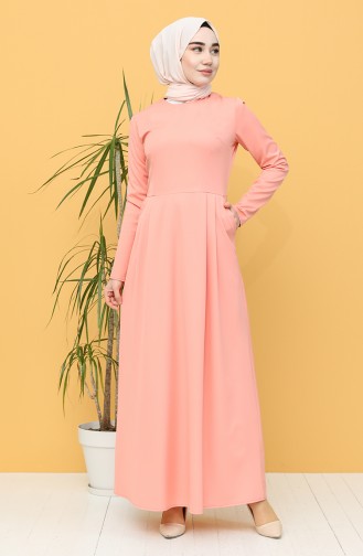 Salmon Hijab Dress 3246-04