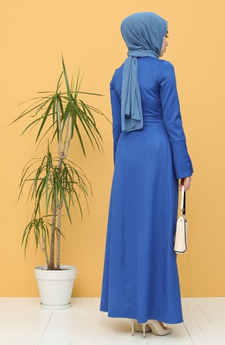 Saks-Blau Hijab Kleider 3251-04