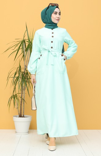 Mint Green Hijab Dress 21Y8236-01