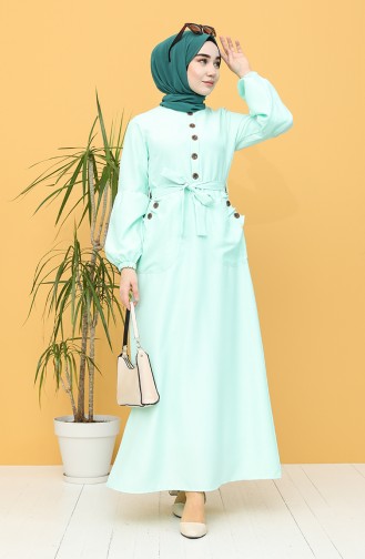 Mint Green Hijab Dress 21Y8236-01