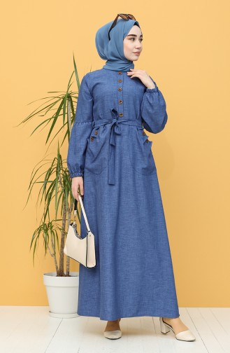 Navy Blue Hijab Dress 21Y8236-02