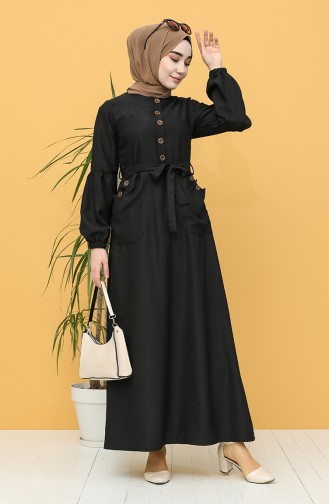 Schwarz Hijab Kleider 21Y8236-07