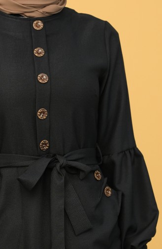 Düğmeli Kuşaklı Elbise 21Y8236-07 Siyah