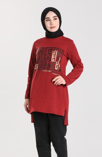 Baskılı Tunik 3242-08 Bordo