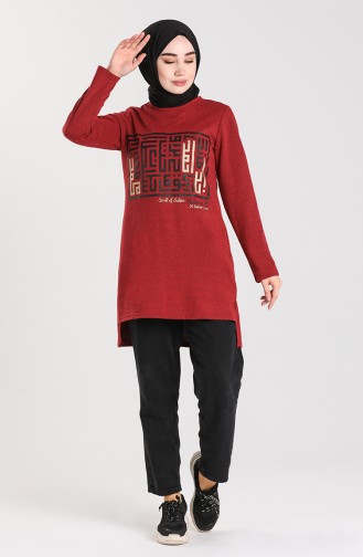 Baskılı Tunik 3242-08 Bordo