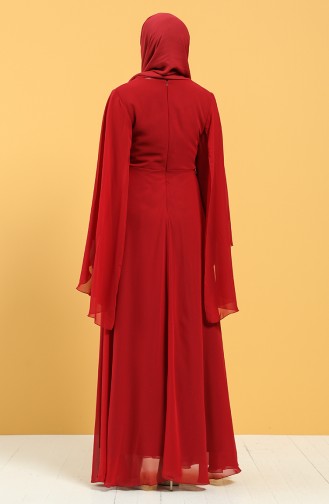 Weinrot Hijab-Abendkleider 2052-14