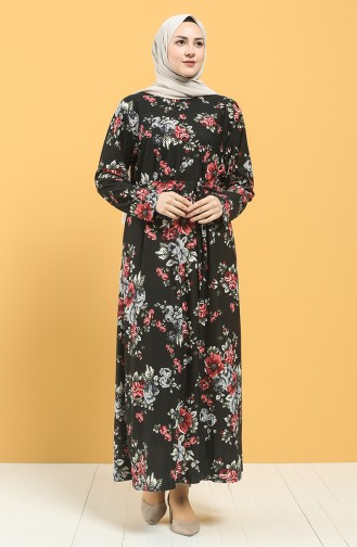 Schwarz Hijab Kleider 4556H-02
